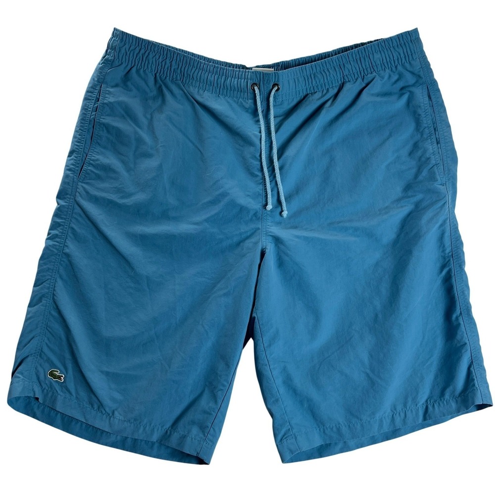 Lacoste Swim Trunks Blue Nylon Drawstring Mesh Lined Men's Size 7 XL